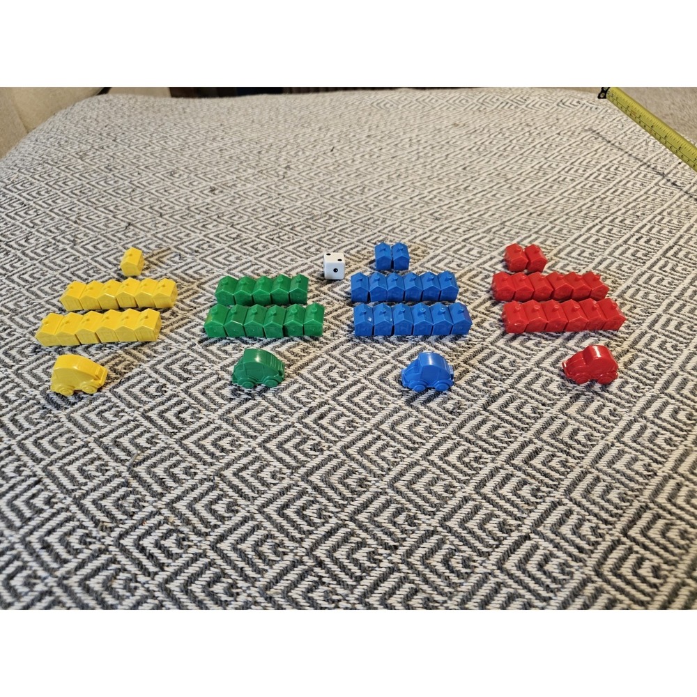 Vintage 1999 Monopoly Junior Replacement Pieces Parts-Houses Cars Die